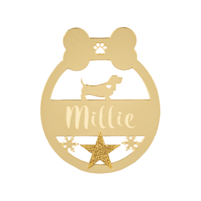 Custom Breed, Dog Bauble with Star