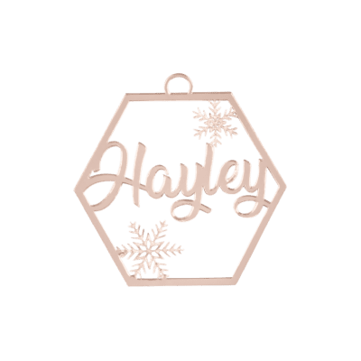Hexagon Personalised ornament with snowflakes