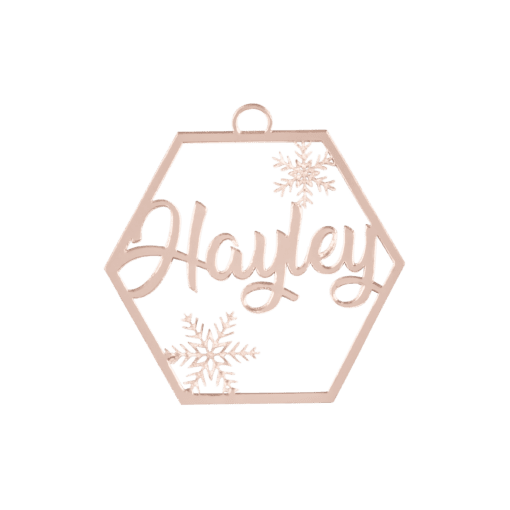 Hexagon Personalised ornament with snowflakes