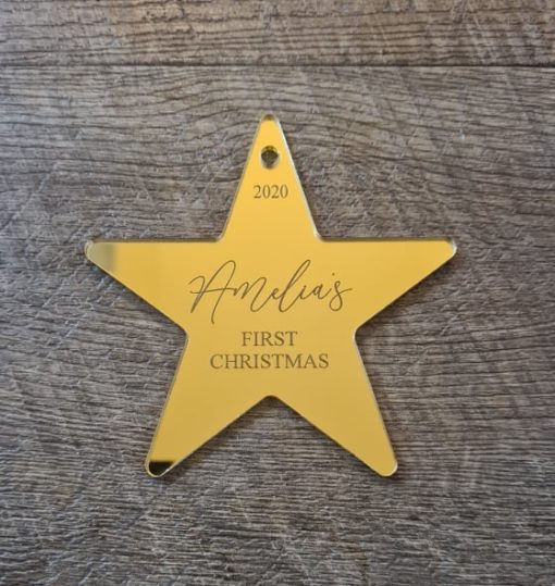 Personalised First Christmas star ornament - Image 3