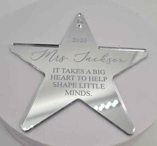 Personalised star teacher ornament - shape little minds - Image 2