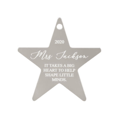 Personalised star teacher ornament - shape little minds