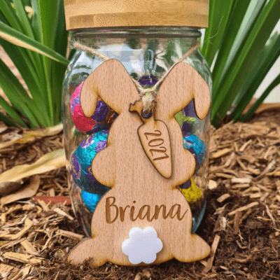Easter bunny personalised gift tag - both ears down