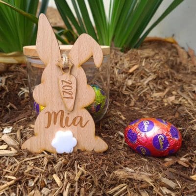 Easter bunny personalised gift tag - one ear up, one ear down