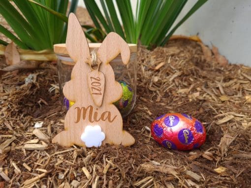 Easter bunny personalised gift tag - one ear up, one ear down