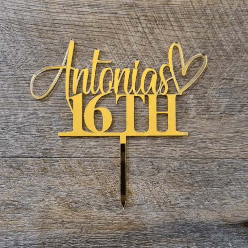 2 line cake topper with heart - Image 3
