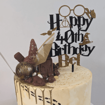 Personalised Harry Potter black and gold Cake topper