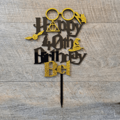Personalised Harry Potter black and gold Cake topper - Image 2