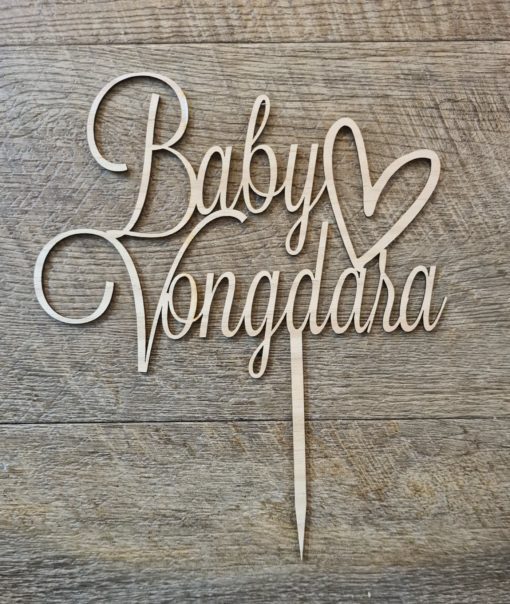 Personalised Baby Cake Topper with Heart - Image 2