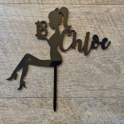 Personalised Sitting Lady Silhouette Cake topper