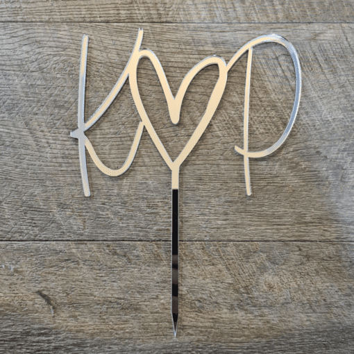 Initials with heart cake topper