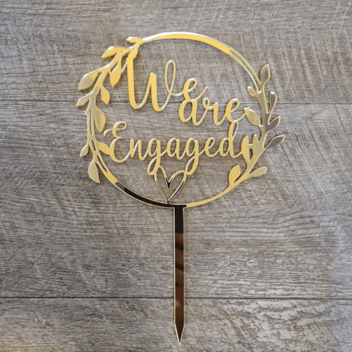 We are Engaged Wreath cake topper