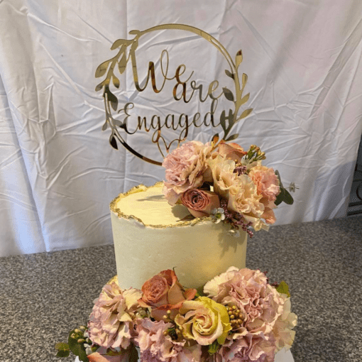 We are Engaged Wreath cake topper - Image 2