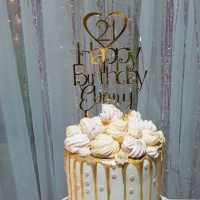 Age in heart Birthday cake topper
