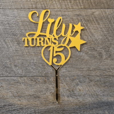 Birthday Cake topper with hearts and stars