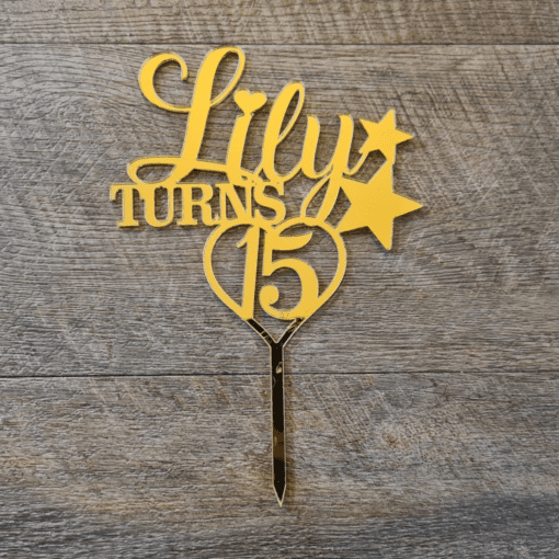 Birthday Cake topper with hearts and stars