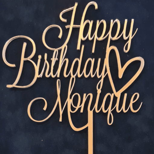 Happy Birthday Cake Topper with Heart