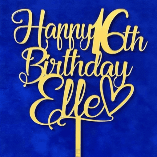 Personalised Birthday Cake Topper with heart - Image 2