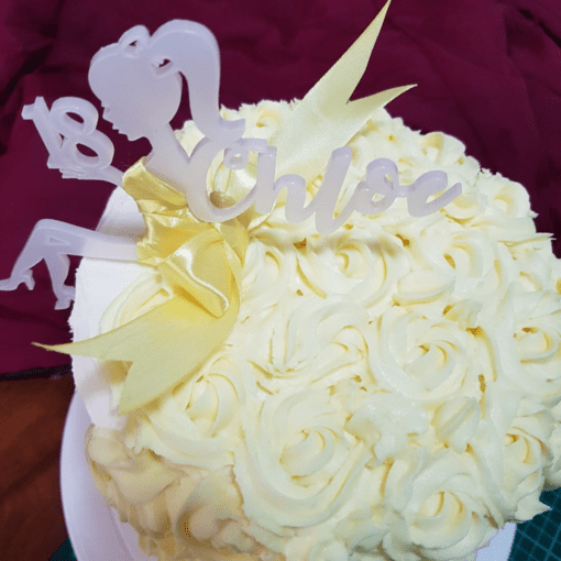Personalised Sitting Lady Silhouette Cake topper - Image 3