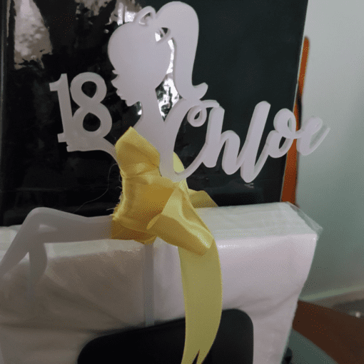 Personalised Sitting Lady Silhouette Cake topper - Image 2