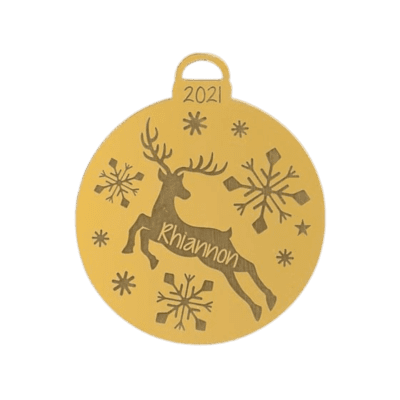 Personalised Reindeer and Snowflakes ornament