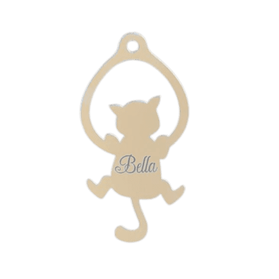 Personalised Cat hanging onto hoop ornament