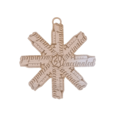 Vaccinated 2021 snowflake ornament