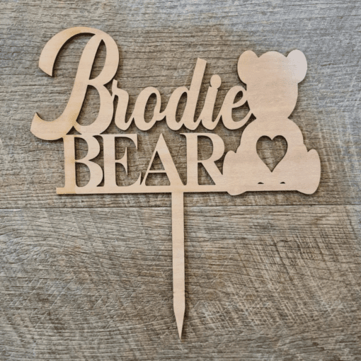 Personalised  teddy bear cake topper