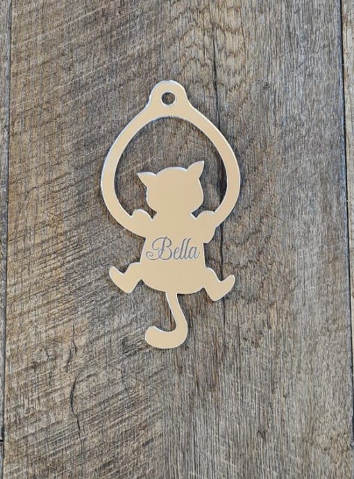Personalised Cat hanging onto hoop ornament - Image 2