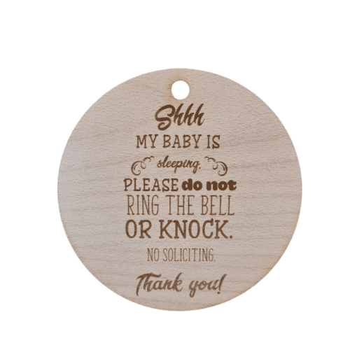 Shh Baby is sleeping, Front door sign
