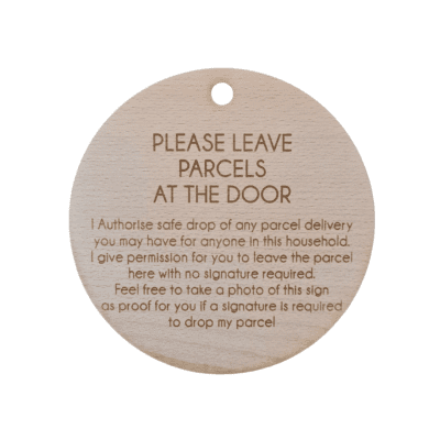 Please leave parcels by the door - Safe drop disc