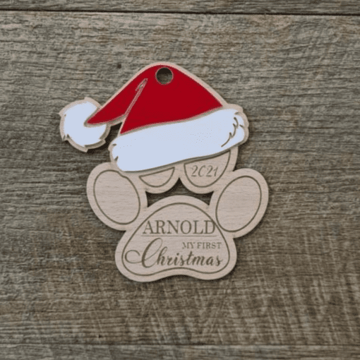 Personalised Paw Print with Santa Hat - Image 2