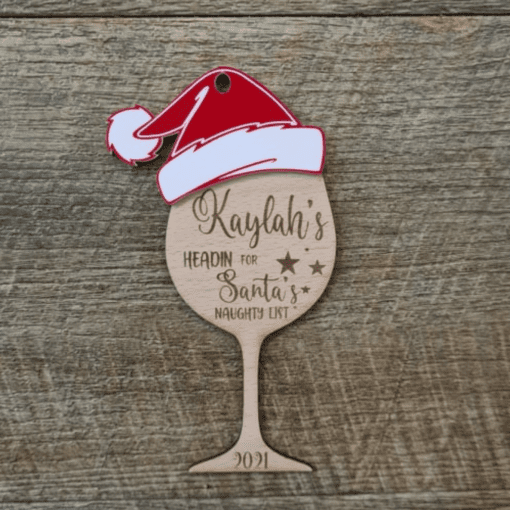Personalised Wine Glass with Santa Hat - Image 2