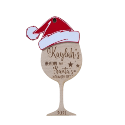 Personalised Wine Glass with Santa Hat