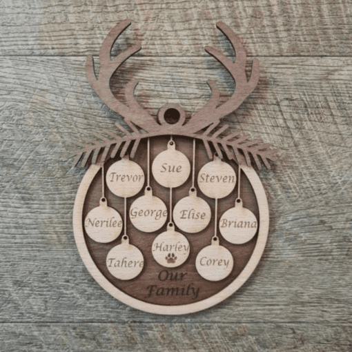 Personalised 1-10 Baubles with decorative antlers - Image 2