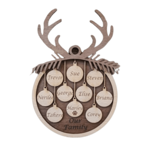 Personalised 1-10 Baubles with decorative antlers