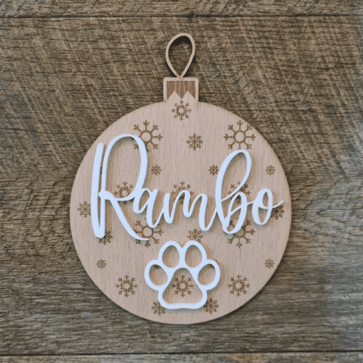 Personalised Dog Paw Ornament with snowflakes - Image 2