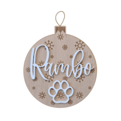 Personalised Dog Paw Ornament with snowflakes