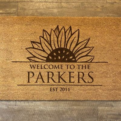 'Welcome to' Personalised Sunflower door mat