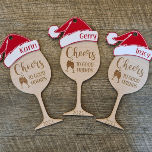 Cheers to good friends - wine ornament - Image 2