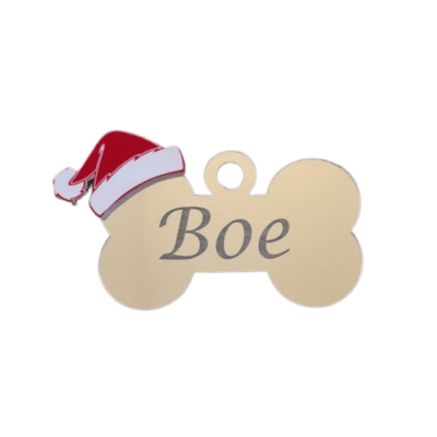 Personalised Dog bone ornament with Santa hat