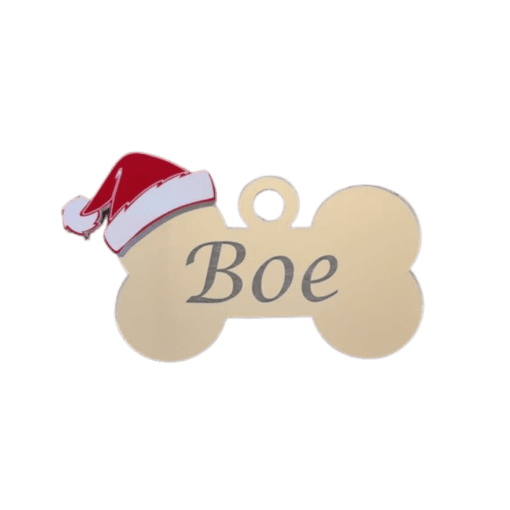 Personalised Dog bone ornament with Santa hat