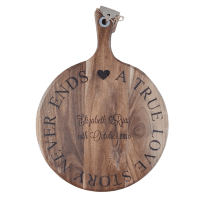 A true love story never ends - round cheeseboard