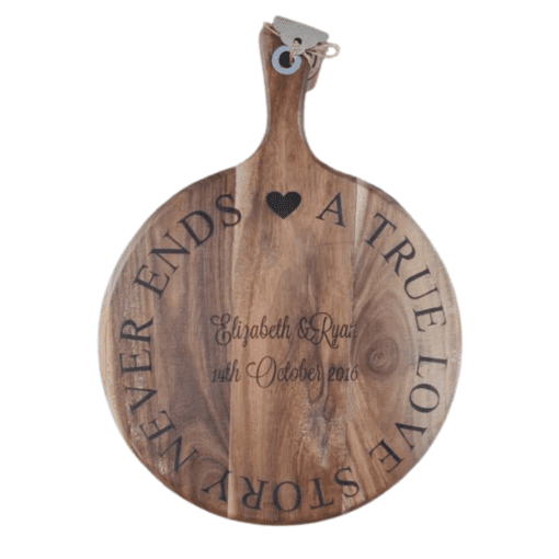 A true love story never ends - round cheeseboard