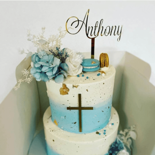 Name and Cross cake topper set
