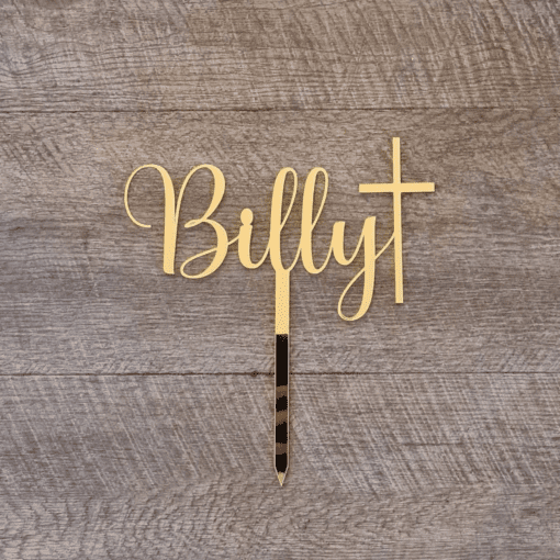 Name and cross cake topper