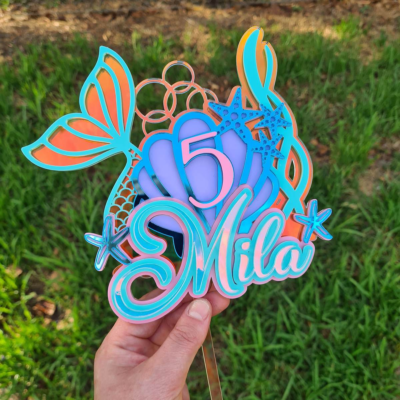 Under the sea iridescent cake topper