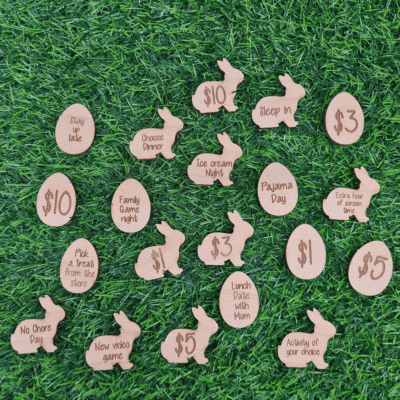 Easter egg hunt tokens including eggs x20