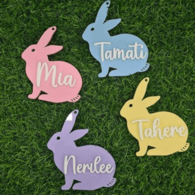 Pastel acrylic personalised Easter gift tags