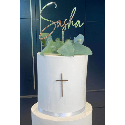 Name and cross cake topper set - Image 2